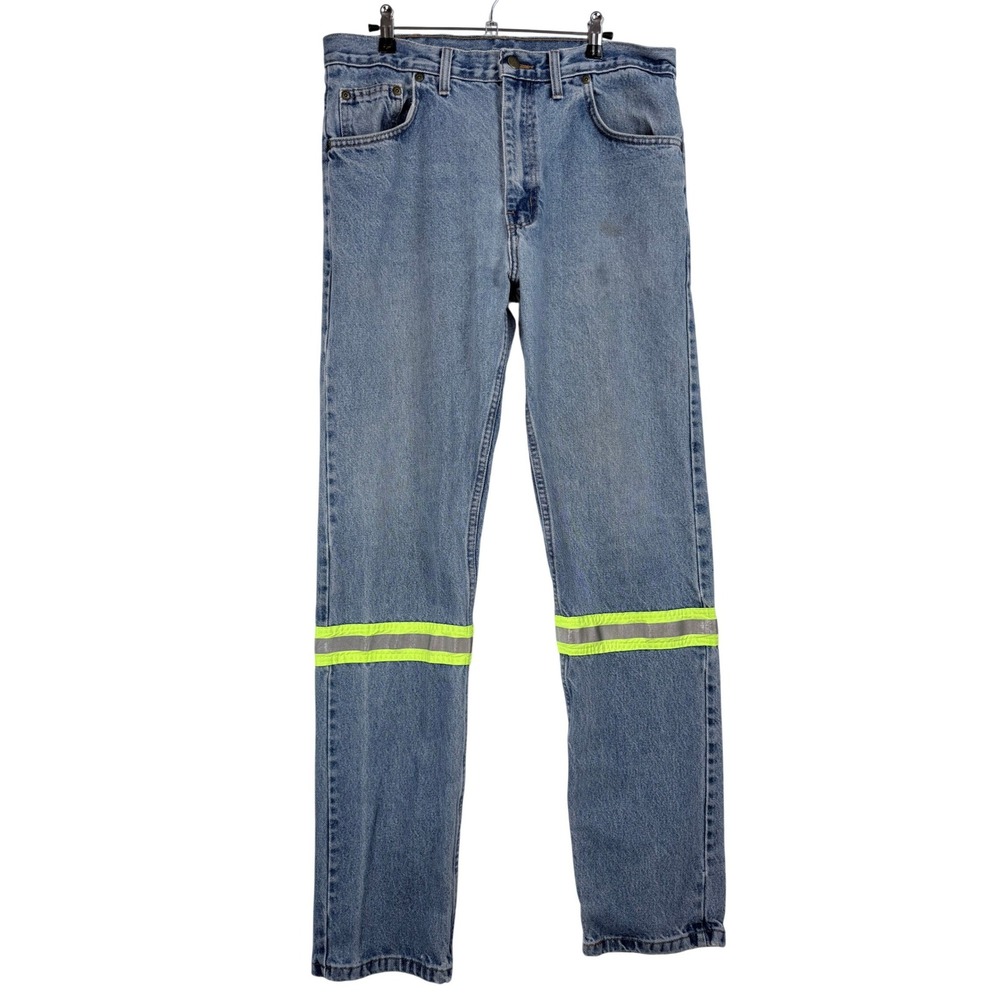 BIG BILL Mens Denim Jeans‎ Reflective Tape Workwear Straight Leg Blue Size 36x36